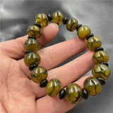 Yellow Jade Agate Dragon Pattern Bracelet for Men Women