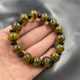 Yellow Jade Agate Dragon Pattern Bracelet for Men Women