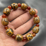 Dragon Pattern Yellow Red Jade Agate Bracelet