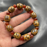 Dragon Pattern Yellow Red Jade Agate Bracelet