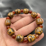 Dragon Pattern Yellow Red Jade Agate Bracelet