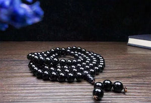 Natural Black Chalcedony Prayer Malas Bracelet Necklace