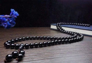 Natural Black Chalcedony Prayer Malas Bracelet Necklace