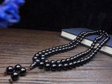 Natural Black Chalcedony Prayer Malas Bracelet Necklace