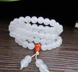 Chalcedony Gemstone Prayer Malas Bracelet Necklace for Men and Women