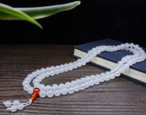 Chalcedony Gemstone Prayer Malas Bracelet Necklace for Men and Women
