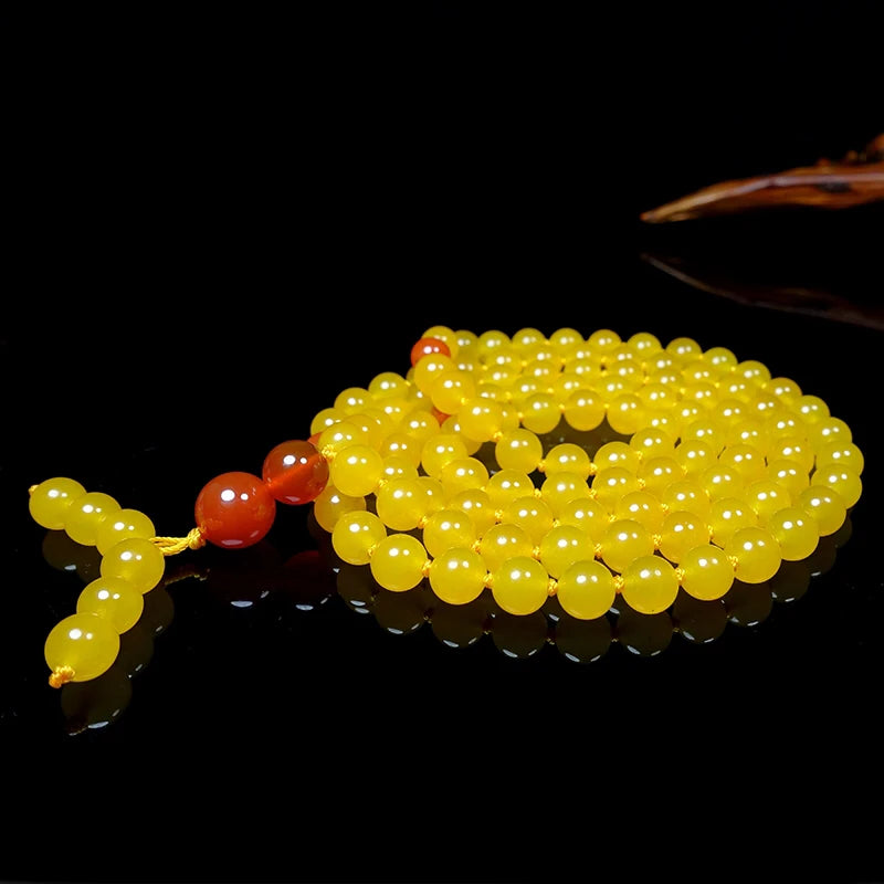 Natural Yellow Chalcedony Prayer Malas Bracelet Necklace