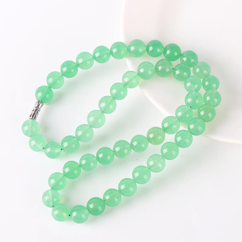 10MM Jadeite Round Bead Green Necklace Chunky