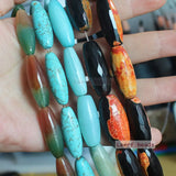 Natural Agate Turquoise Oval Loose Beads 10X30mm for DIY Jewelry Making