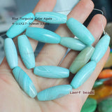 Natural Agate Turquoise Oval Loose Beads 10X30mm for DIY Jewelry Making