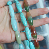 Natural Agate Turquoise Oval Loose Beads 10X30mm for DIY Jewelry Making