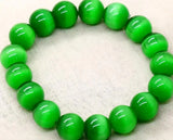 10mm Green Cat' Eye Stone Beads Bracelet 7.5''AA