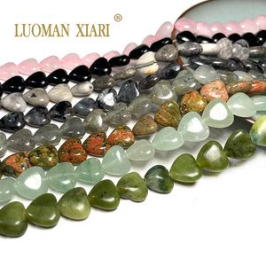 10mm Love Heart Stone Beads Labradorite Aventurine Map for DIY Bracelet