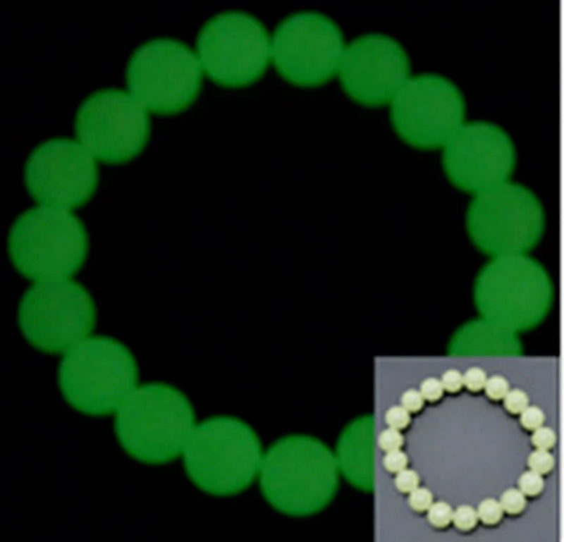 10mm Luminous Green Fluorite Round Bead Bracelet 7.5 inches