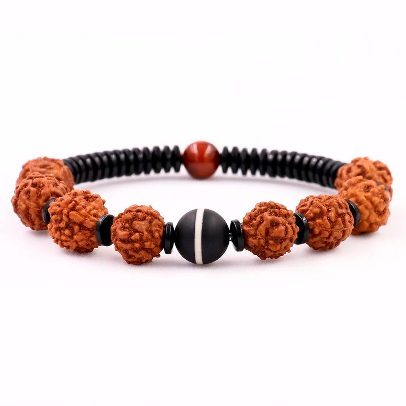 10mm Rudraksha Beads Tibetan Red Tiger's Eye Bracelet for Yoga Meditation