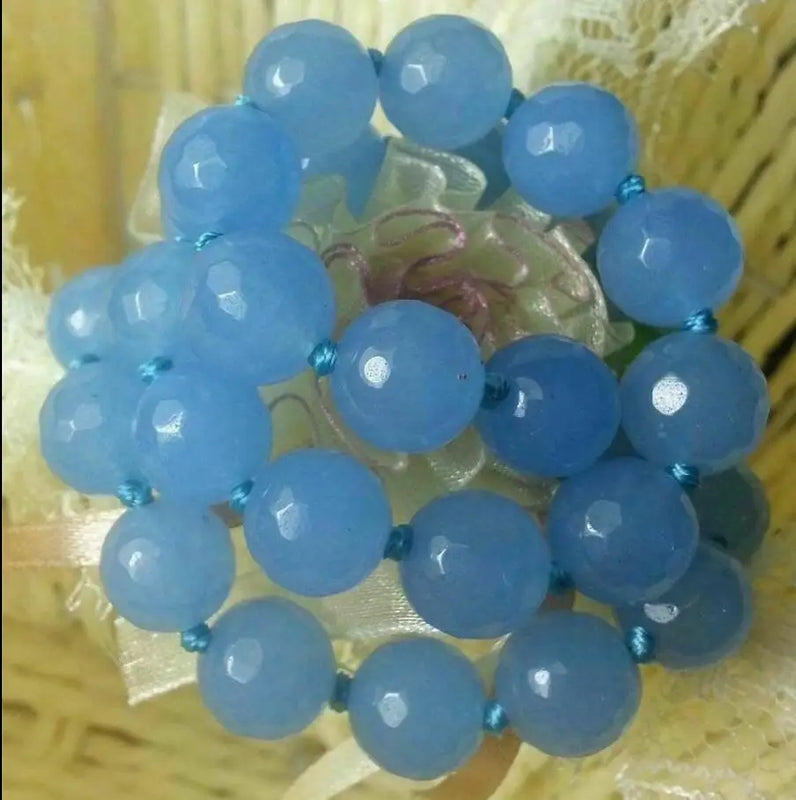 Natural Aquamarine Round Gem Necklace 18 inches