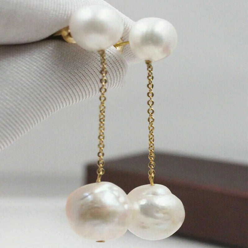 11-13mm Freshwater Pearl Plated Stud Earrings Women Ear Stud Lucky Cultured