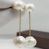 11-13mm Freshwater Pearl Plated Stud Earrings Women Ear Stud Lucky Cultured