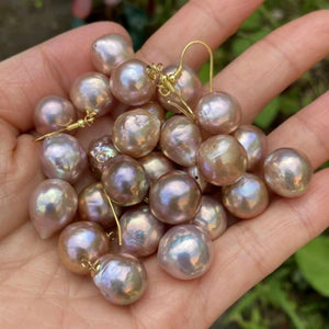 Purple Baroque Pearl 14K Earrings - CARNIVAL Christmas Mother's Gift