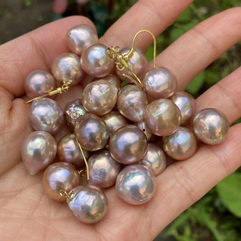 Purple Baroque Pearl 14K Earrings - CARNIVAL Christmas Mother's Gift