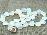12mm Moonstone Heart Gemstone Beads Necklace 18''