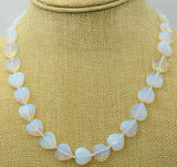 12mm Moonstone Heart Gemstone Beads Necklace 18''