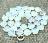 12mm Moonstone Heart Gemstone Beads Necklace 18''