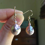 13-14mm Purple Baroque Pearl 14K Earrings - Easter Accessory