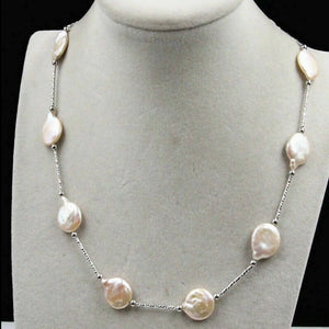 14-15mm Pink Baroque Pearl Necklace 925 Silver Chain Spirit Necklace