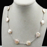 14-15mm Pink Baroque Pearl Necklace 925 Silver Chain Spirit Necklace