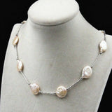 14-15mm Pink Baroque Pearl Necklace 925 Silver Chain Spirit Necklace