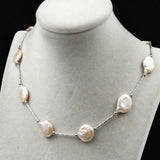 14-15mm Pink Baroque Pearl Necklace 925 Silver Chain Spirit Necklace
