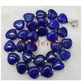 Sapphire Heart Gemstone Beads Necklace 18''