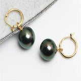 16mm Tahitian Shell Pearl Earrings 18k Irregular Charming Gift