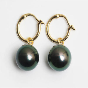 16mm Tahitian Shell Pearl Earrings 18k Irregular Charming Gift