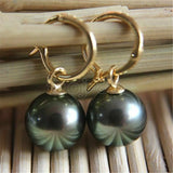 16mm Tahitian Shell Pearl Earrings 18k Irregular Charming Gift