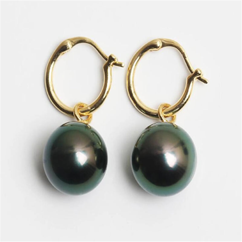 16mm Tahitian Shell Pearl Earrings 18k Irregular Charming Gift