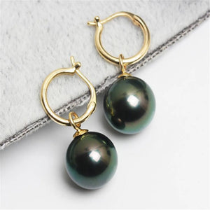 16mm Tahitian Shell Pearl Earrings 18k Irregular Charming Gift