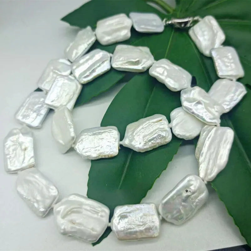 18-25mm Rectangular Freshwater Pearl Necklace 20 Inches