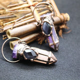 Hexagonal Rose Amethyst Quartz Stone Pendant with Cluster Cap and Oval Eyes Bead