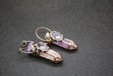 Hexagonal Rose Amethyst Quartz Stone Pendant with Cluster Cap and Oval Eyes Bead