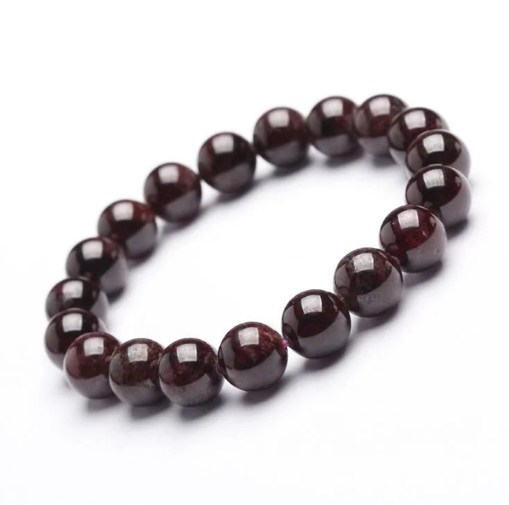 Natural Wine Red Garnet Bracelet Crystal Beads Lady Hand String