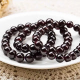 Natural Wine Red Garnet Bracelet Crystal 8mm Beads Lady Hand String