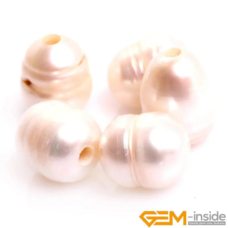 2mm Big Hole Freshwater Pearl Beads 10-11mm 10 Pcs DIY Loose Beads