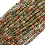 Natural Green Unakite Jasper 2mm Small Stone Cube Beads for Jewelry Making