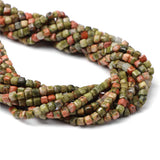 Natural Green Unakite Jasper 2mm Small Stone Cube Beads for Jewelry Making