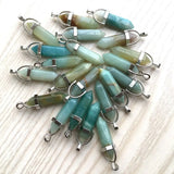 32X8mm Amazonite Hexagonal Crystal Stone Charms Pendants for Jewelry Making
