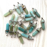 32X8mm Amazonite Hexagonal Crystal Stone Charms Pendants for Jewelry Making