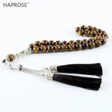 33 Beads Tiger Eye Stone Round 8-12mm Tasbih Rosary Islam Muslim Tassel