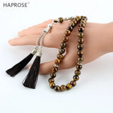 33 Beads Tiger Eye Stone Round 8-12mm Tasbih Rosary Islam Muslim Tassel